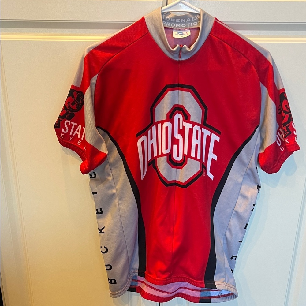 Men's OHIO STATE Red and Gray Cycling Jersey Medium